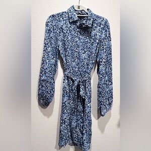 Well Worn Blue Floral batik wrap Dress